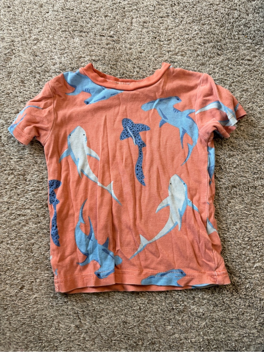 Carter's Coral Short Sleeve Tee with Blue Shark Print